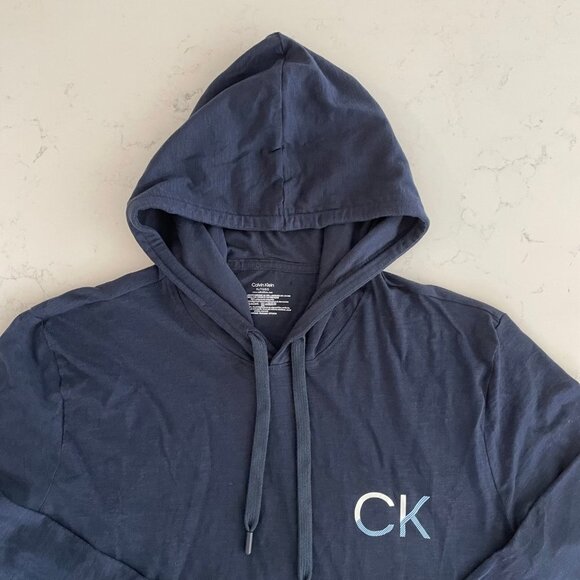Calvin Klein Casual Lightweight Pull On Lg Sleeve 100% Cotton Hoodie Navy Sz XL - Picture 3 of 10